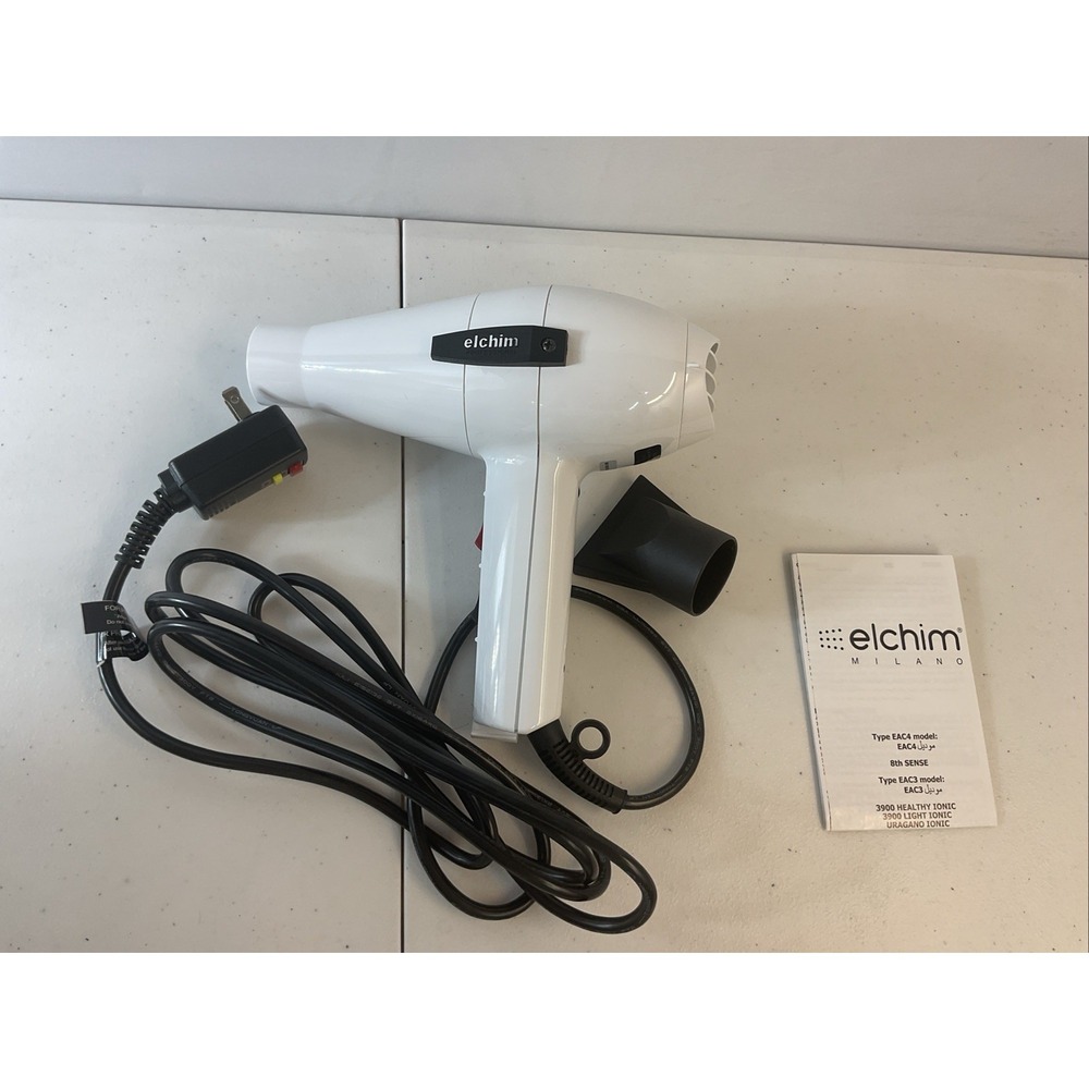 Elchim 2001 high pressure Professional Salon Hair Dryer WHITE Italy + Diffuser - Picture 4 of 10